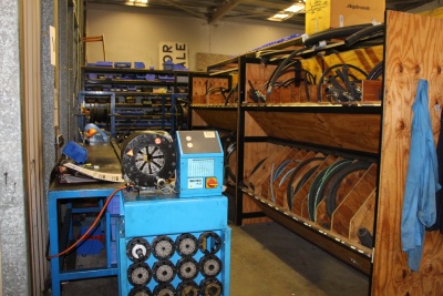 Hydraulic workshop and hose storage area